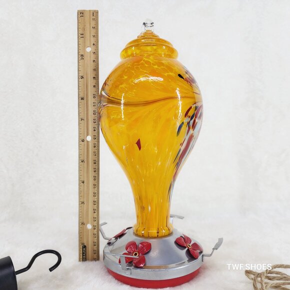 42OZ Orange Glass Hummingbird Bird Feeder Brand New - Picture 2 of 5